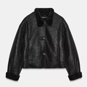 ZARA DOUBLE FACED FAUX SUEDE JACKET SMALL BLACK 6318/257 CAPSULE WARDROBE VIRAL